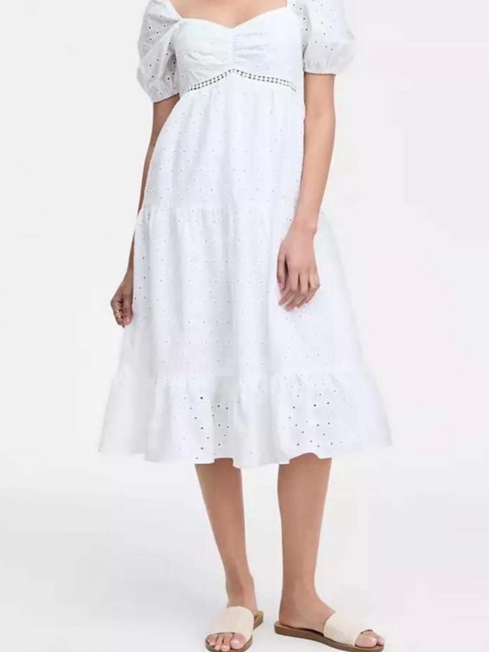 Kingston White Eyelet Tiered Midi Skirt